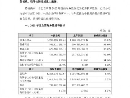 康力電梯公布2020年度業(yè)績快報：凈利同比增長92.99%