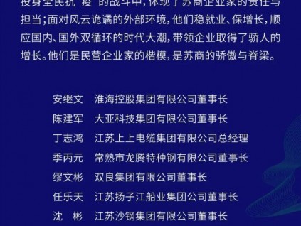 康力電梯董事長(zhǎng)王友林榮獲『2020蘇商十大年度人物』榮譽(yù)稱號(hào)