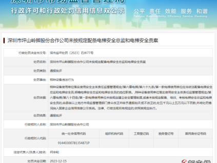 又一家！通報批評：未配電梯安全總監(jiān)/安全員！