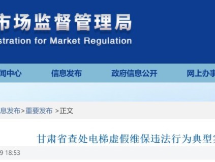 甘肅省查處電梯虛假維保違法行為典型案例（第一批）