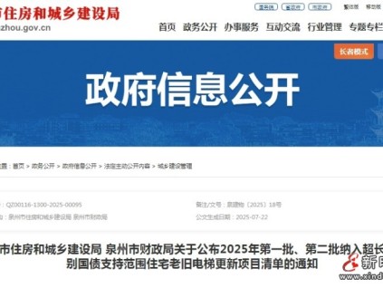 福建泉州住建局、市財政局公布2025年老舊電梯更新清單  共1294部