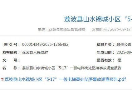 貴州省荔波縣某小區(qū)違規(guī)使用單根自制索具且限速器聯(lián)動失效 導致轎廂失控墜落造成2死1傷