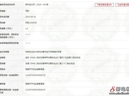 迅達電梯合肥分公司被罰款12000元