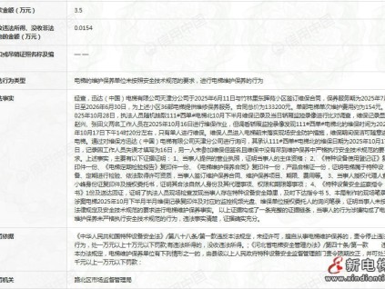 維保造假、單人作業(yè) 迅達電梯天津分公司被罰3.5萬元